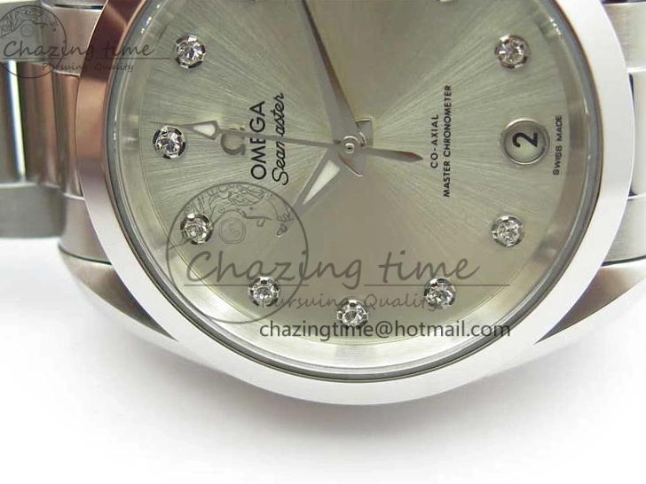 0321 SportInspired Aqua Terra 150M 34mm Ladies SS VSF 1:1 Best Edition Silver Dial Diamonds Markers on SS Bracelet A 7932